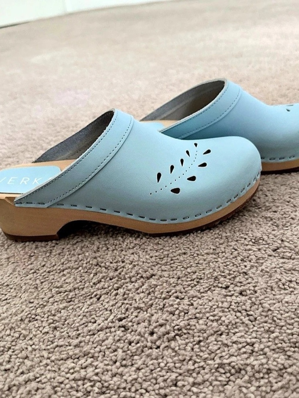 Verka Blomma Swedish Wooden Clogs Blue